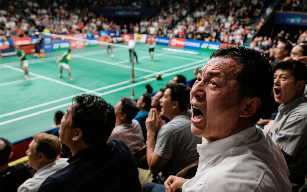 淘汰赛赛场，球员拼抢激烈，观众紧张注视