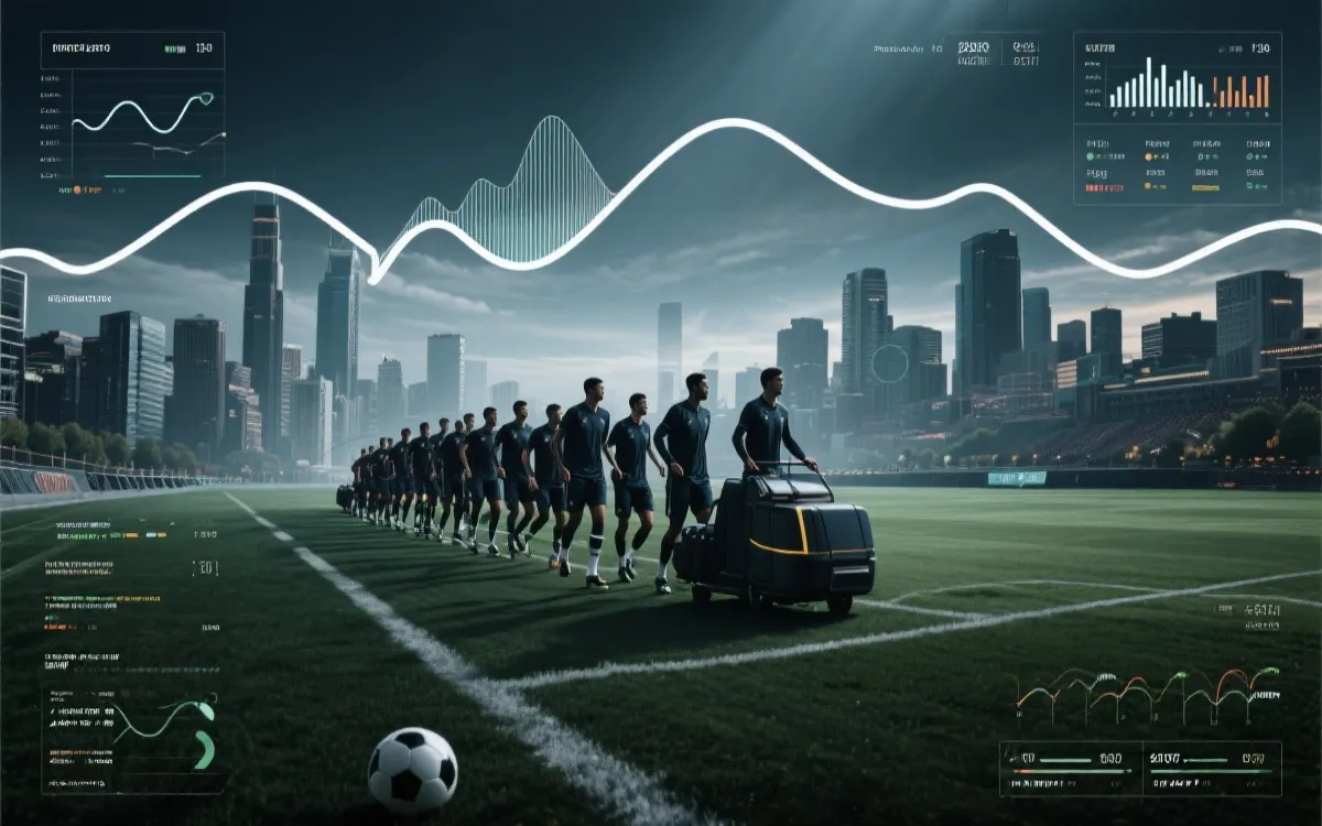 长途旅行与密集赛程下的体能与数据看板概念图