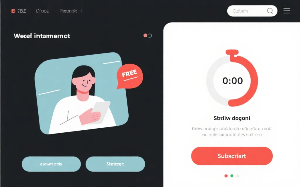 网页端直播页面的权限提示与免费标签示意风格插画